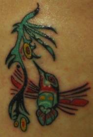 Plećka u boji plemenskih hummingbird uzorak tetovaža