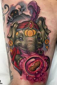 Stehno barevné sloní tetování vzor