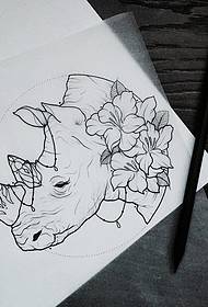 Manuskrip tato bunga rhinoceros sekolah Eropah dan Amerika
