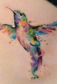 Pittura ad acquerello di gambe di tatuaggi di colibrì