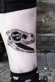 Kallef schwaarz geschniddene Dinosaurier Schädel Tattoo Muster