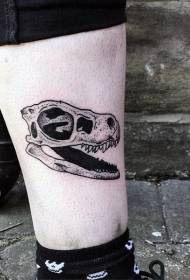 Ang guya sa itom nga kinulit nga pattern sa tattoo sa kalabera nga dinosaur