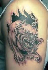 Grouss Aarm rosen Bulldog Tréine Tattoo Muster