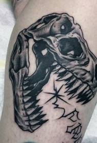 Klassesch schwaarz Gravéierungsstil Dinosaurier Schädel Tattoo Muster