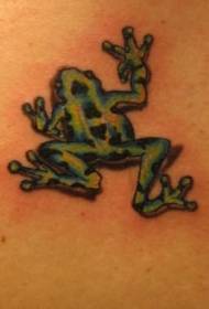 Iphethini ye-tattoo eluhlaza namnyama ye-frog