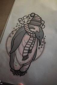 Manuscript van een pinguïn tattoo patroon