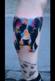 Vodeni portret psa i šapa abeceda tetovaža uzorak