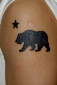 Orso dell'Alaska minimalista con motivo tatuaggio stelle tatuaggio