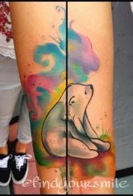 Modello di tatuaggio del braccio dell'orso polare dell'acquerello sveglio
