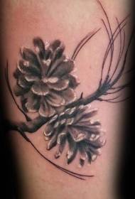 Tattoo botaniese patroon denneboom tattoo patroon met 'n ander vitaliteit