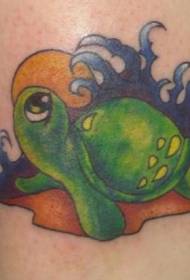 Šareni dobro izgleda crtani model tetovaže kornjače