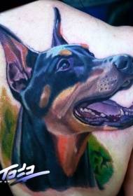 Wonderful colored Doberman tattoo pattern