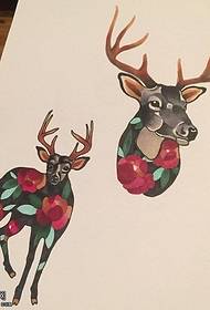 手稿畫鹿紋身圖案