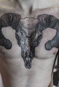 Męski wzór tatuażu alpaki z czarnym atramentem na piersi