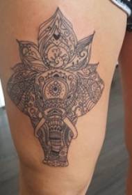 Girls thighs on black lines creative pattern elephant tattoo pictures