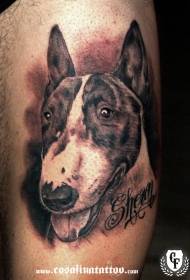 Exquise realistische stijl hond avatar brief tattoo patroon