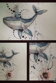 European and American splash whale tattoo pattern manuscript