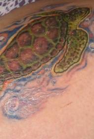 Красочная татуировка черепаха и голубая вода