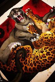Manoscritto dipinto due disegni di tatuaggi di leopardo