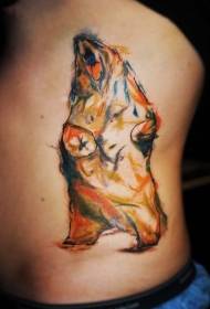 Šoniniai šonkauliai mielas akvarelės meškos tatuiruotės modelis