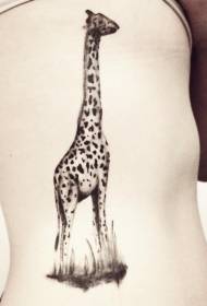 Side ribs cute giraffe tattoo pattern
