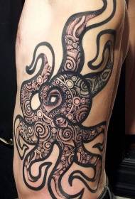 Side rib octopus black tattoo pattern