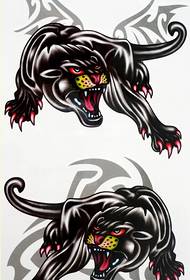 Satu set gambar corak manuskrip tatu hitam panther individu