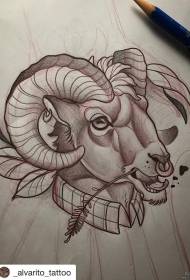 Manoscritto modello tatuaggio nero grigio antilope europea e americana