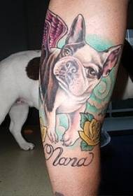 Awọ tatuu bulldog Faranse ti awọ dide
