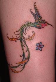 Motif de tatouage coloré colibri majestueux sur les jambes