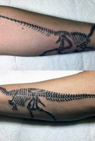 Esquema clàssic de tatuatge d'esquelet de dinosaure negre d'estil picant