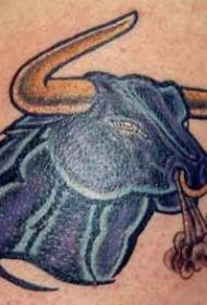 深藍色憤怒的公牛紋身圖案