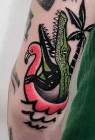 Un gruppu di ritratti di tatuaggi di tema di crocodile