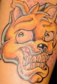 Modello di tatuaggio cane giallo fumetto pazzo
