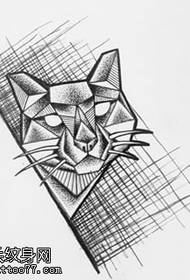 手稿簡單線條貓紋身圖案