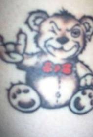 Rock teddy bear doll and bow tattoo pattern