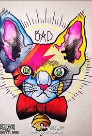 Цвет цртан филм мачка со тетоважа ракопис слика