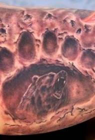 Stampa di zampa di orso tridimensionale e modello di tatuaggio dell'orso