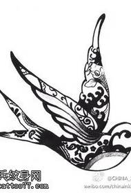 黑色灰色素描小燕子紋身手稿圖片