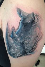Big-eyed rhinoceros realistic tattoo patterns