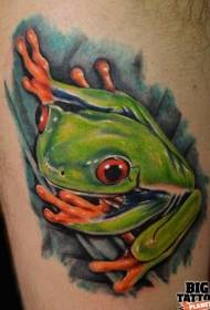 Leg water color realistic tree frog tattoo pattern