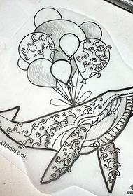 Spray whale balloon personality tattoo pattern manuscript
