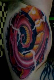 Grote arm paarse octopus spiraal tattoo patroon