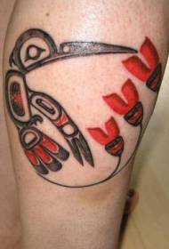 Kolibrio tatuiruotė kojų spalvos genties stiliumi