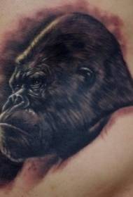 Grave disegno del tatuaggio gorilla con inchiostro nero in vita