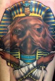 प्रभावशाली रंगीन मिस्र के कुत्ते के चित्र टैटू पैटर्न