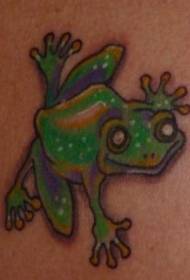 Zelená žába tetování vzor s rameny barevný úsměv