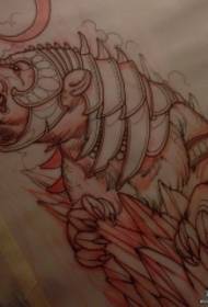 Manoscritto modello tatuaggio orso guerriero scuola europea e americana