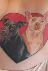 Dua anjing sareng cinta tato