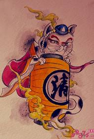 Foto manoscritto tatuaggio gatto gatto lanterna